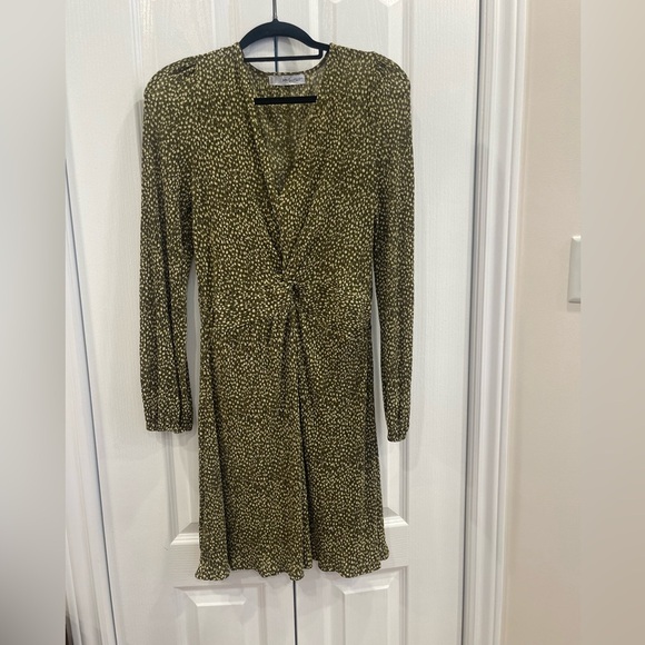 Mango - Long Sleeve Office Wear SHORT PRINTED DRESS WITH KNOT DETAIL in Size XL - Picture 5 of 8